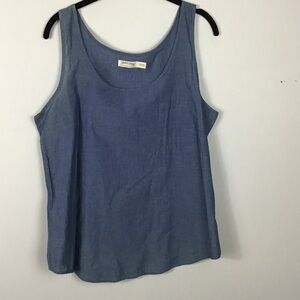 Vintage Faded Glory lightweight chambray blue 100% cotton sleeveless top Large